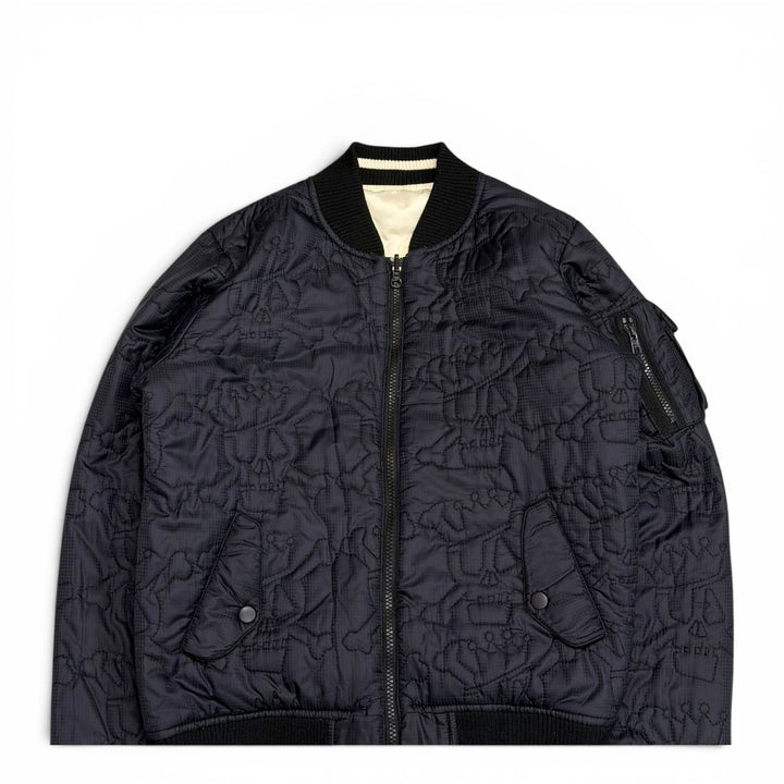 Stussy Reversible Navy & Cream Padded Bomber Jacket (XS)