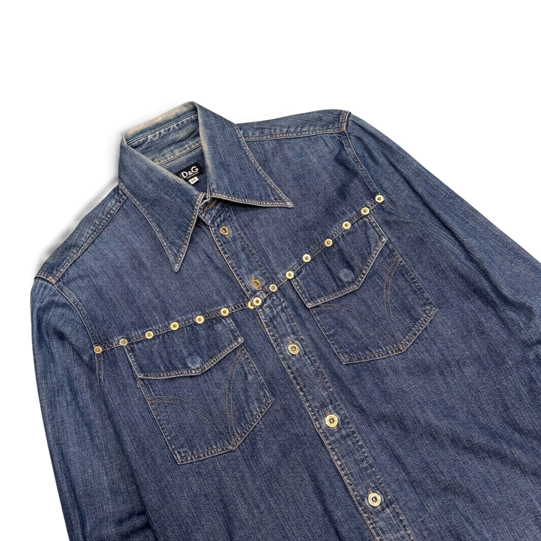 Vintage Dolce & Gabbana Denim Dress Shirt (Women's Medium)