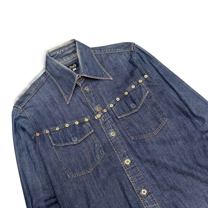 Vintage Dolce & Gabbana Denim Dress Shirt (Women's Medium)