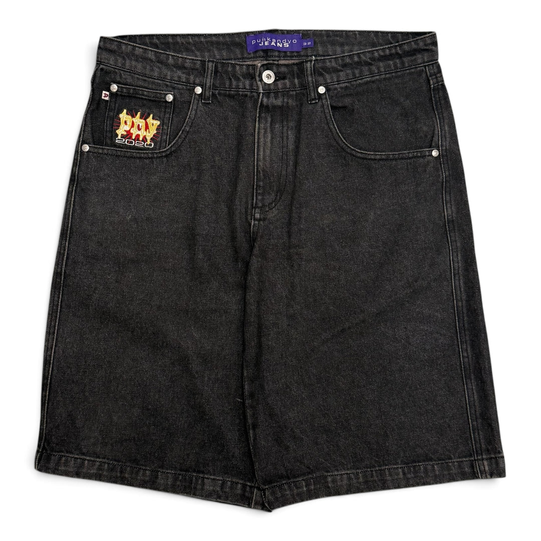 Punk And Yo 2020 Washed Denim Shorts Black (32)