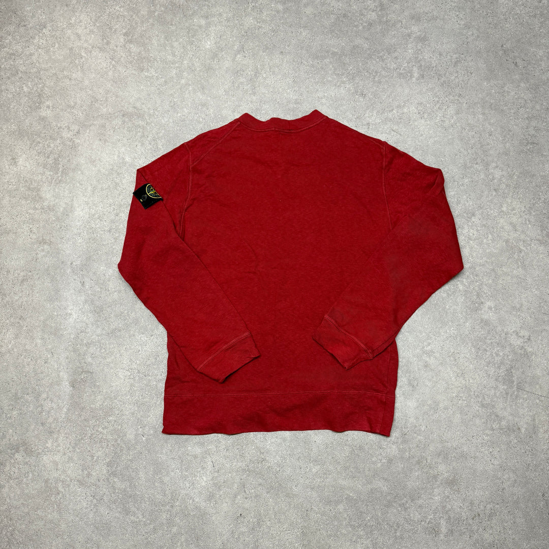 Vintage Stone Island Made In Italy Red Heavy Cotton Sweatshirt (M)