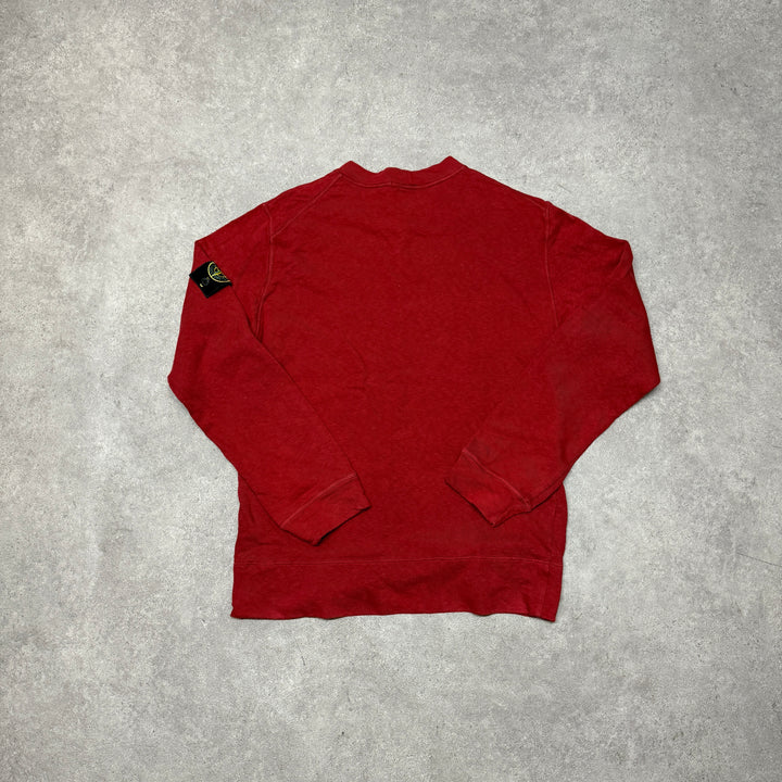 Vintage Stone Island Made In Italy Red Heavy Cotton Sweatshirt (M)