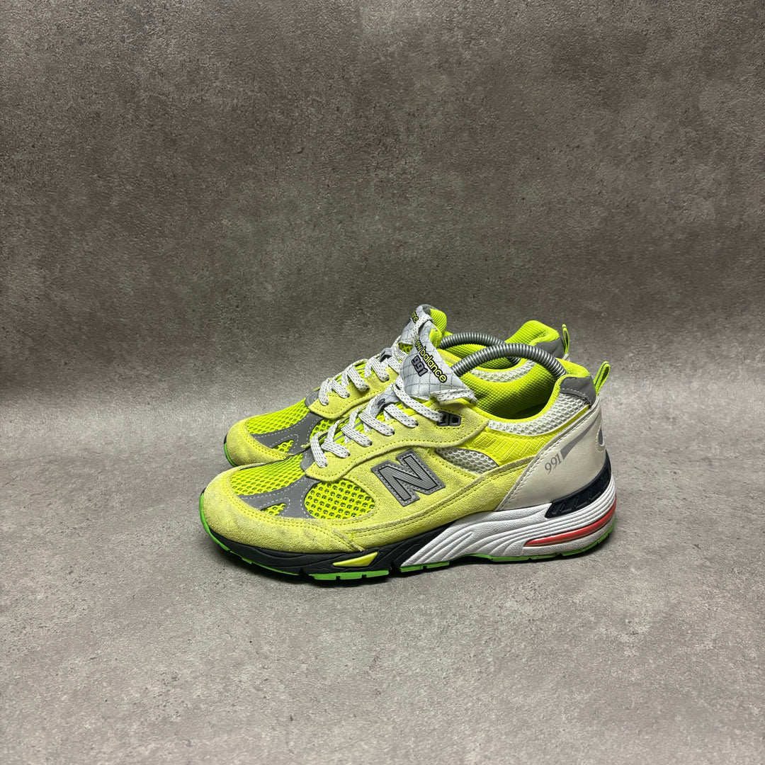 New Balance x Aries 991 Neon Yellow Made In England Trainers (UK8.5)