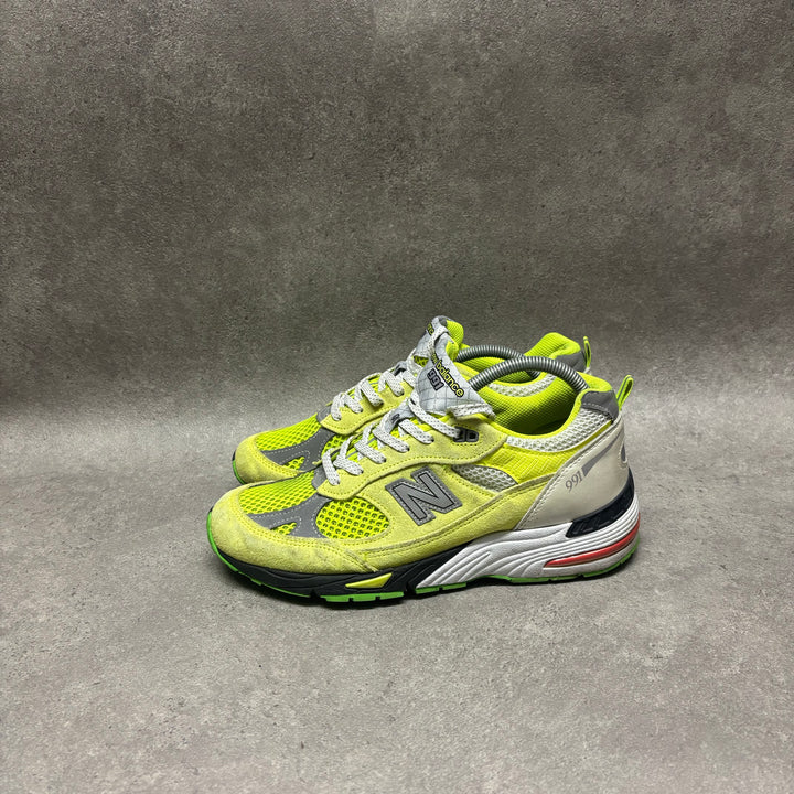 New Balance x Aries 991 Neon Yellow Made In England Trainers (UK8.5)