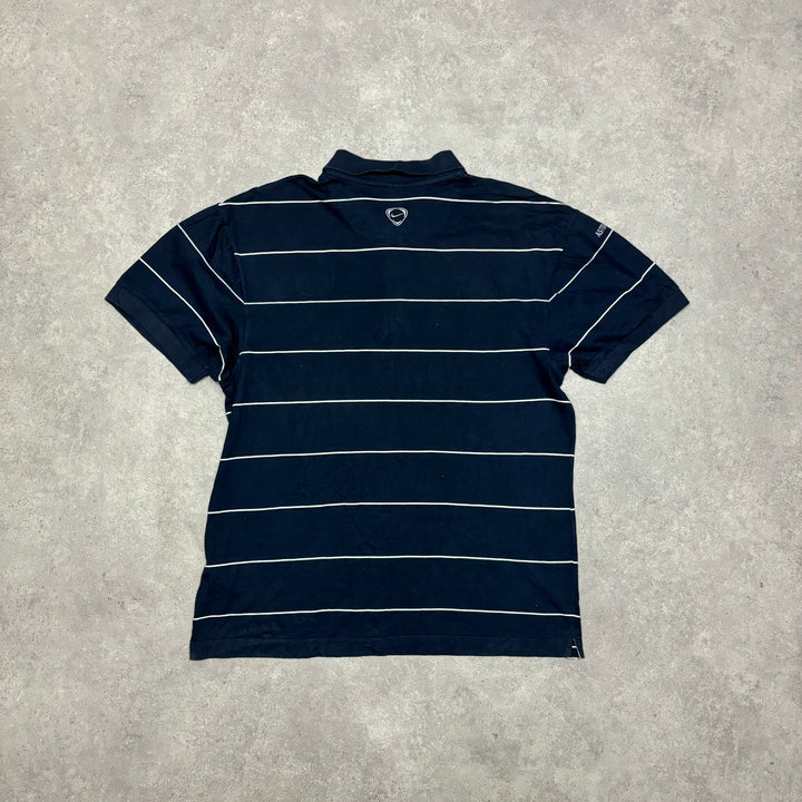 00's Vintage Aston Villa Navy Stripy Polo Shirt (XL)