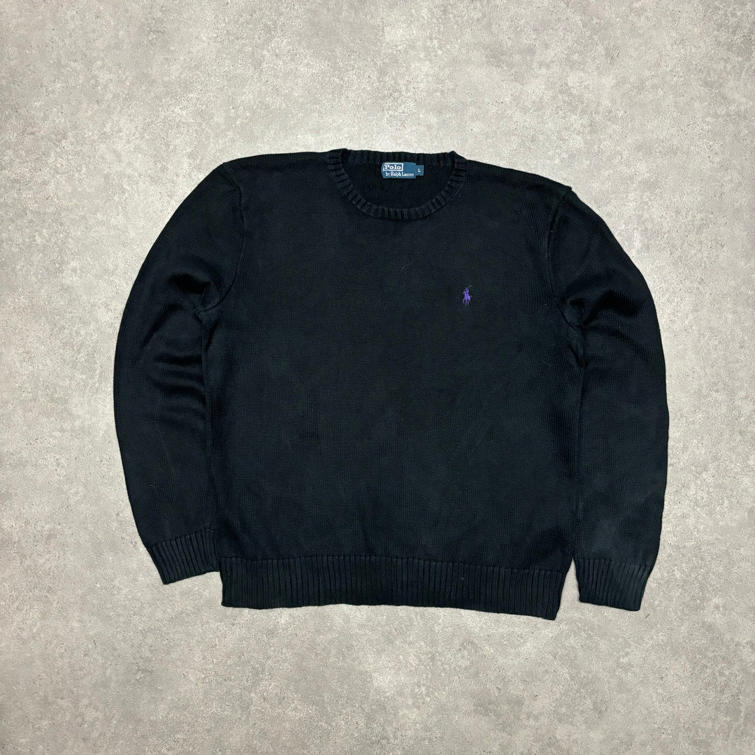 Vintage Polo Ralph Lauren Black Heavy Knitted Sweater (L)