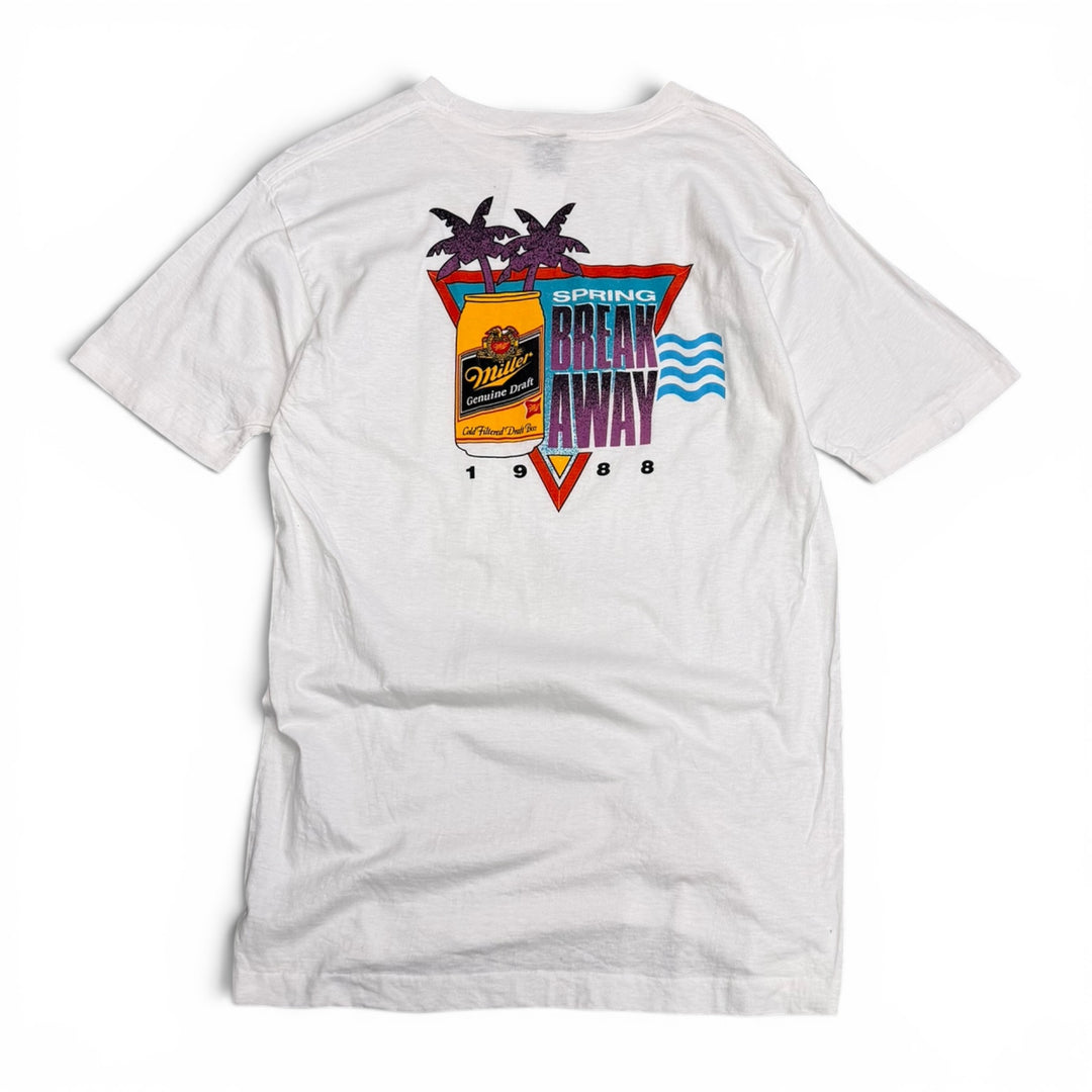 90's Vintage Miller Beer White Graphic T-Shirt (L)