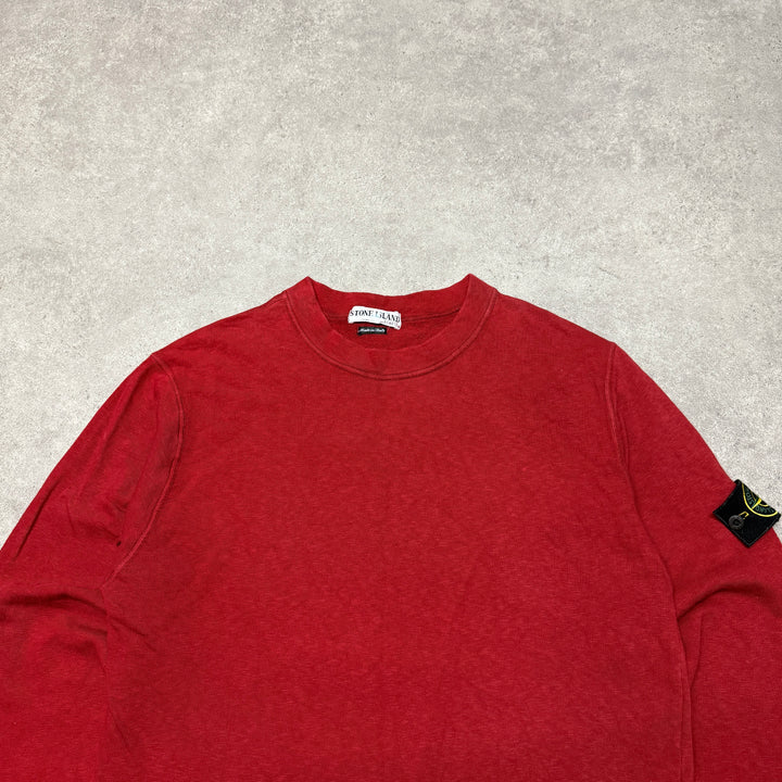 Vintage Stone Island Made In Italy Red Heavy Cotton Sweatshirt (M)