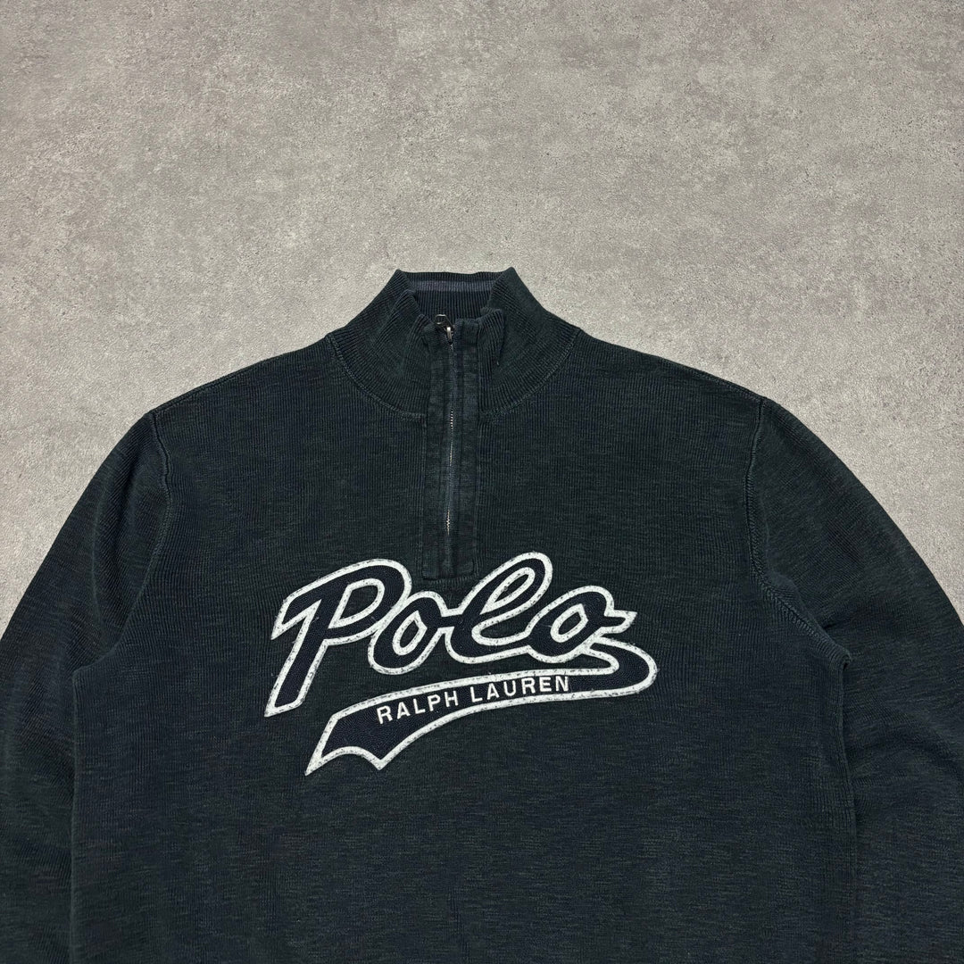 Polo Ralph Lauren Dark Grey Spell Out Quarter Zip Jumper (L)