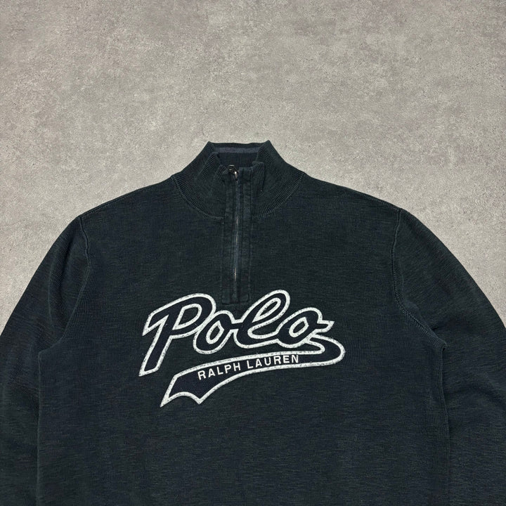 Polo Ralph Lauren Dark Grey Spell Out Quarter Zip Jumper (L)