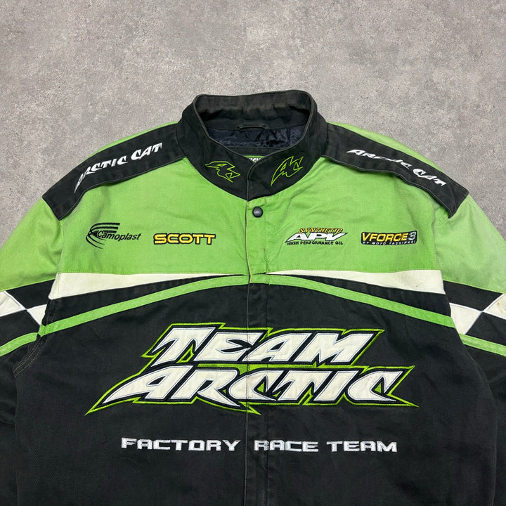 Vintage Arctic Black & Green Nascar Racing Jacket (L)