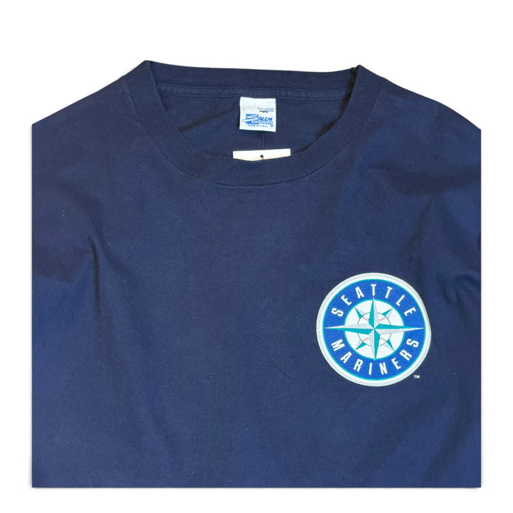 90's Vintage Seattle Mariners Navy Graphic T-Shirt (L)