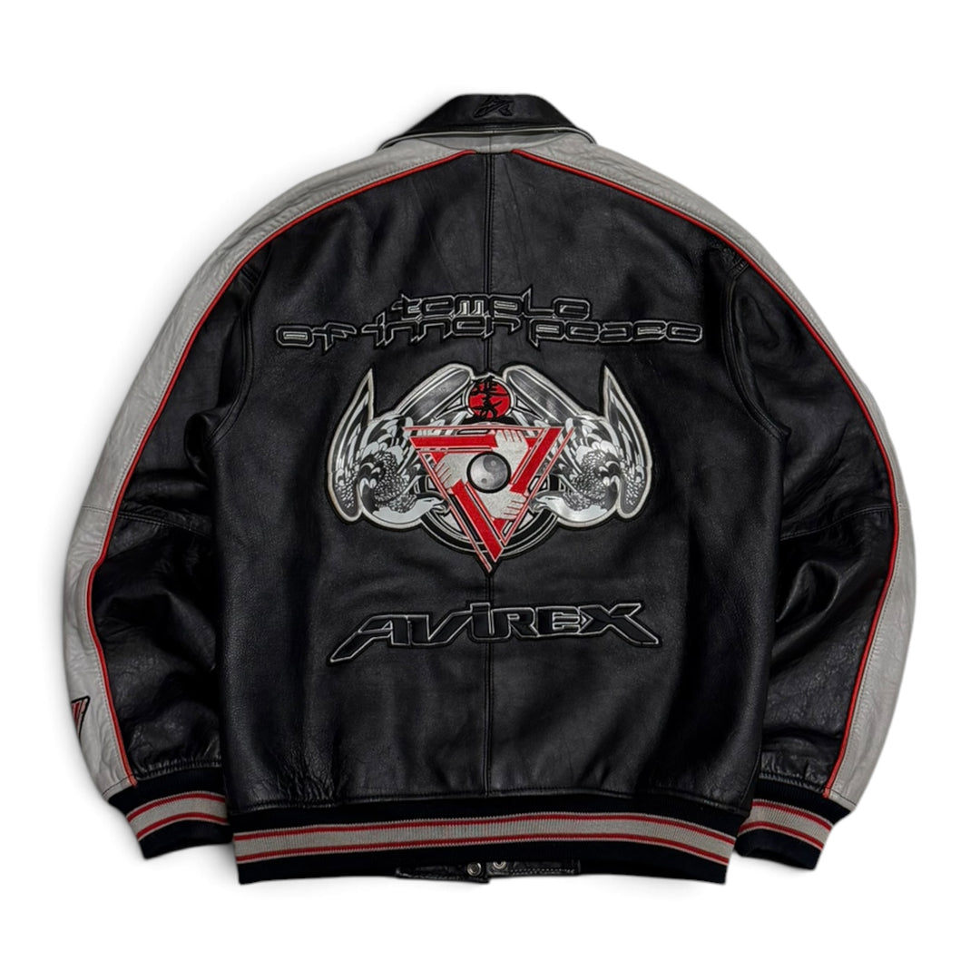 Vintage Avirex Temple Of inner Peace Leather Jacket Black (L)