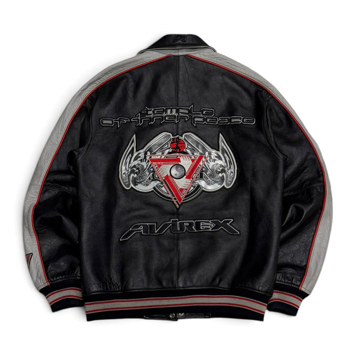 Vintage Avirex Temple Of inner Peace Leather Jacket Black (L)