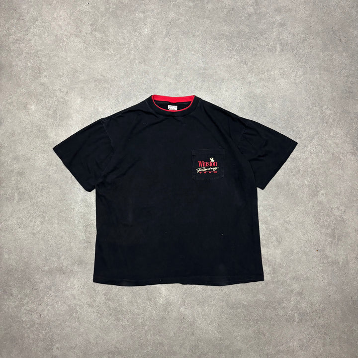 Vintage Winston Racing Black Graphic Pocket T-Shirt (XL)