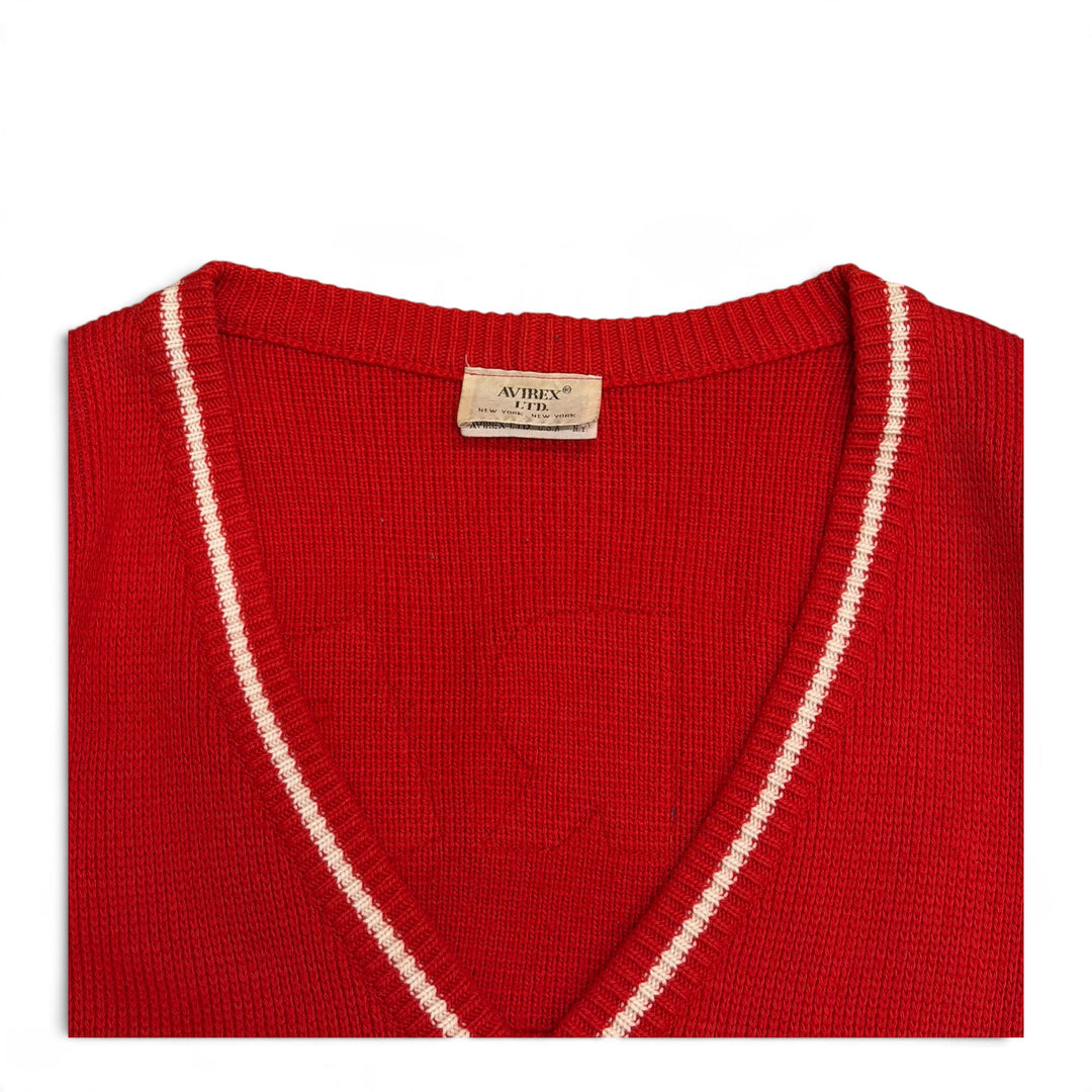 Vintage Avirex Red Spell Out Heavy Knitted Cardigan (L)