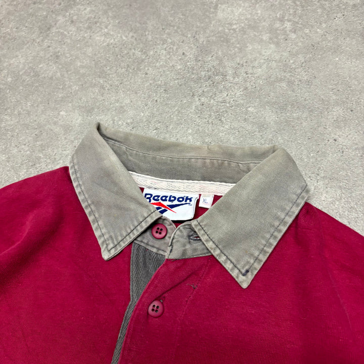 90's Vintage Reebok Burgundy Rugby Shirt (XL)
