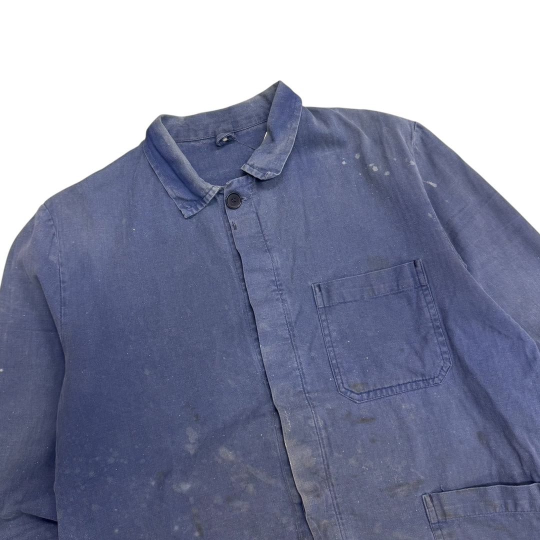 Vintage Distressed Faded Blue French Chore Jacket (M)