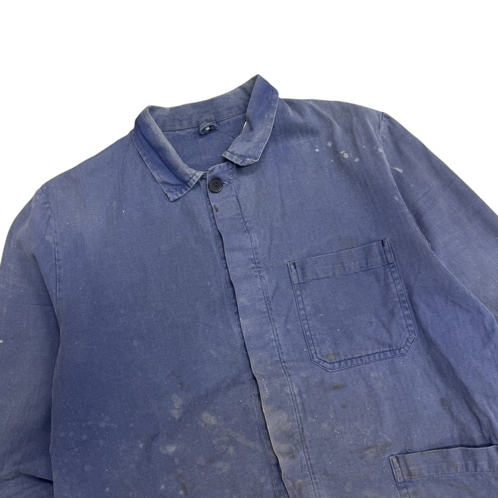 Vintage Distressed Faded Blue French Chore Jacket (M)