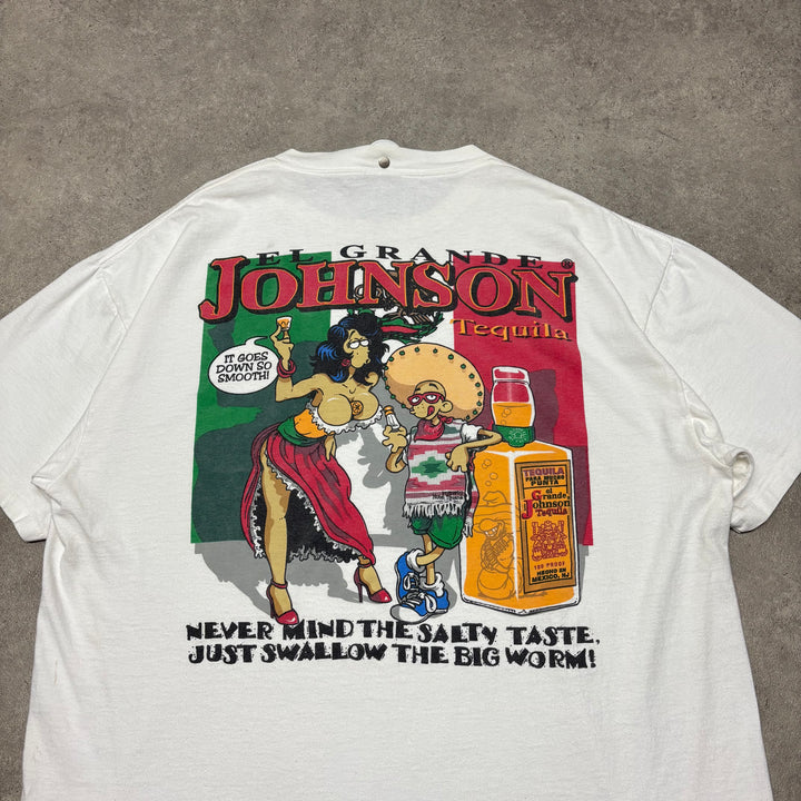 90's Vintage Big Johnson 'El Grande' White Graphic T-Shirt (XXL)