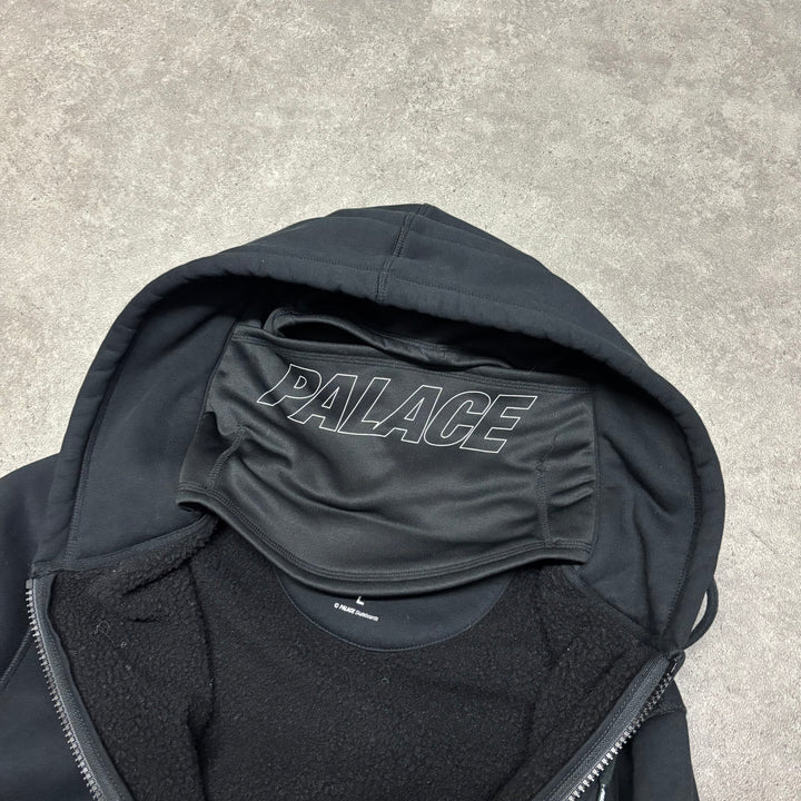 Palace Black Facemask Thermal Full Zip Hoodie (L)