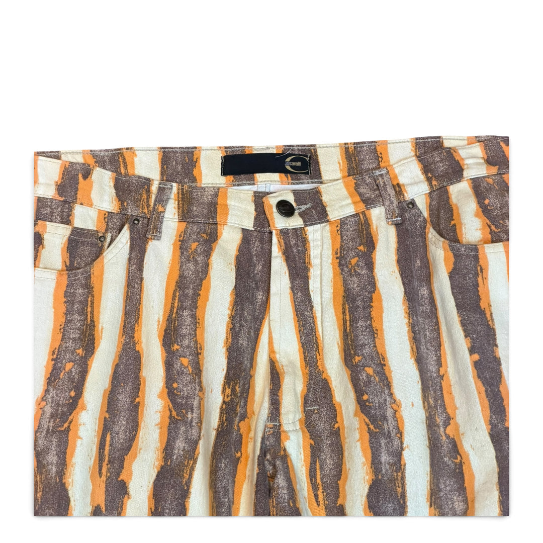 Vintage Cavalli Orange Stripy Patterned Trousers (38)
