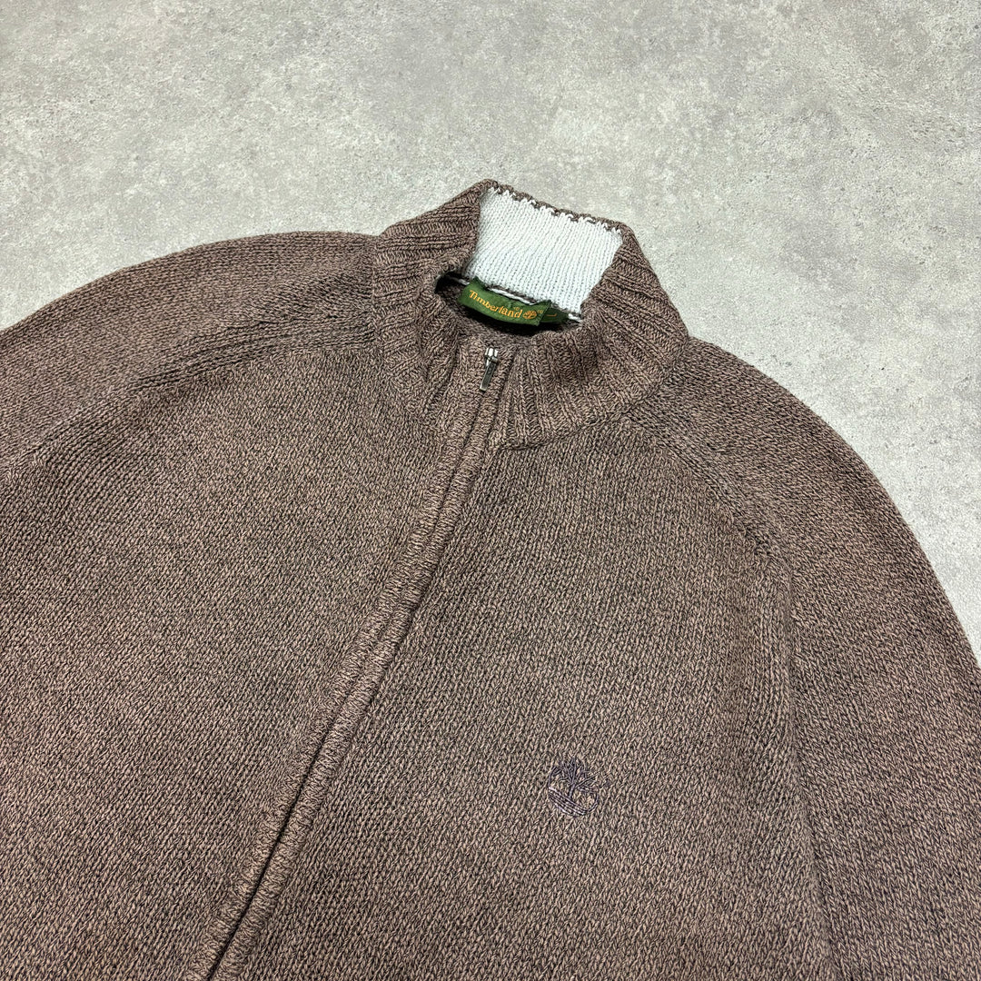 Vintage Timberland Brown Full Zip Knitted Jumper (L)