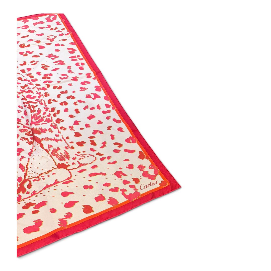 Cartier a pink Silk Jaguar Scarf