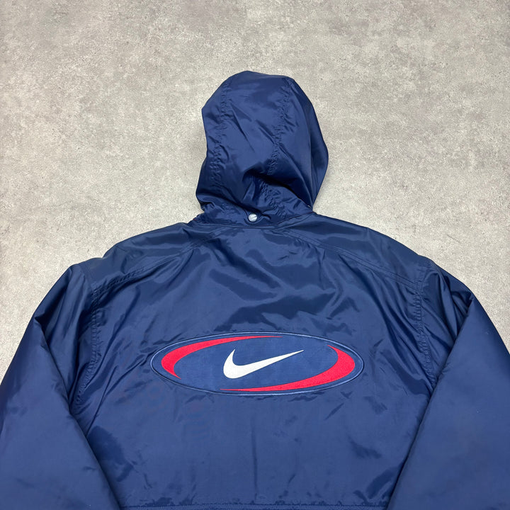 Vintage Nike Hooded Dark Blue Puffer Jacket (M)