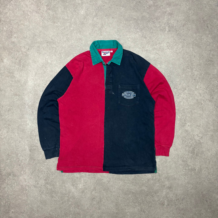90's Vintage Reebok Two Tone Rugby Polo Shirt (M)