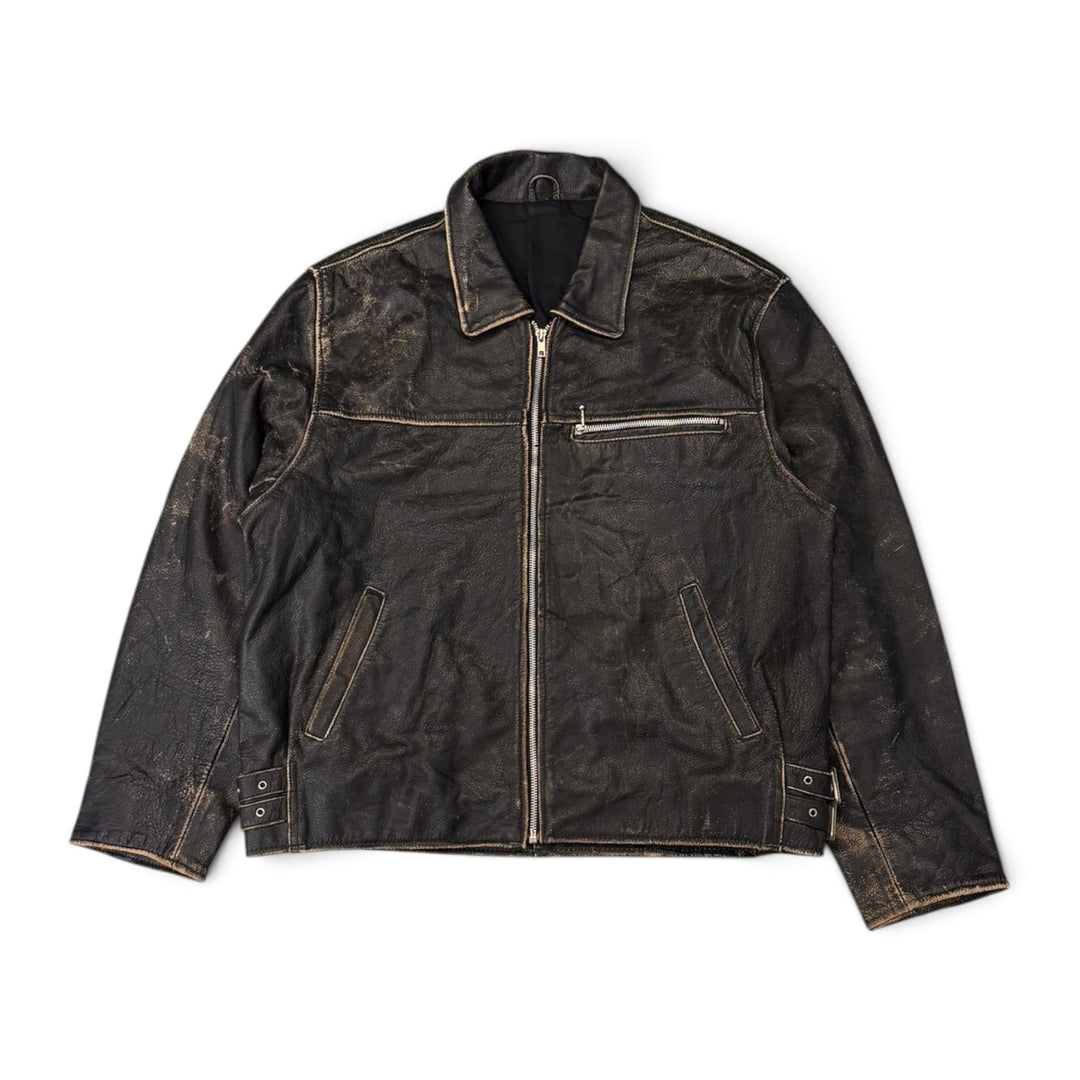 Vintage Leather Jacket Faded Black (M)