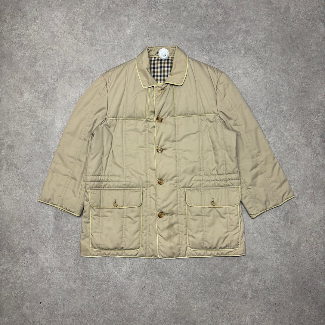 Vintage Aquascutum Beige Collared Padded Jacket (XL)