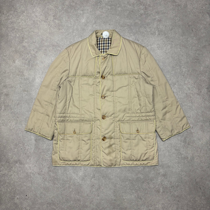 Vintage Aquascutum Beige Collared Padded Jacket (XL)