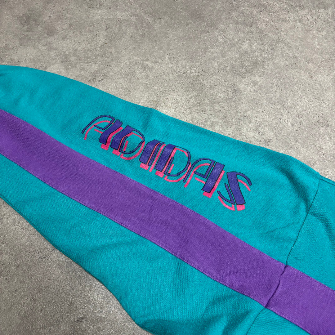 80's Vintage Adidas Teal & Purple Full Tracksuit Set (XL)