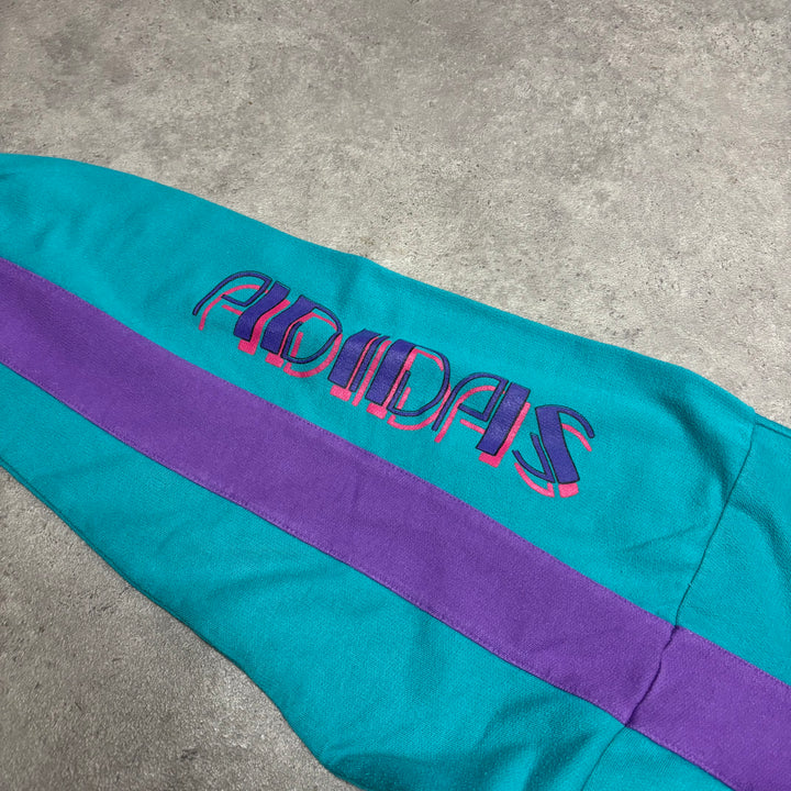 80's Vintage Adidas Teal & Purple Full Tracksuit Set (XL)