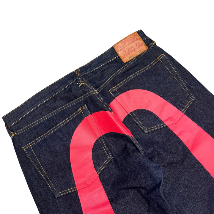 Evisu Jeans Dark Blue & Red Denim Trousers (36)