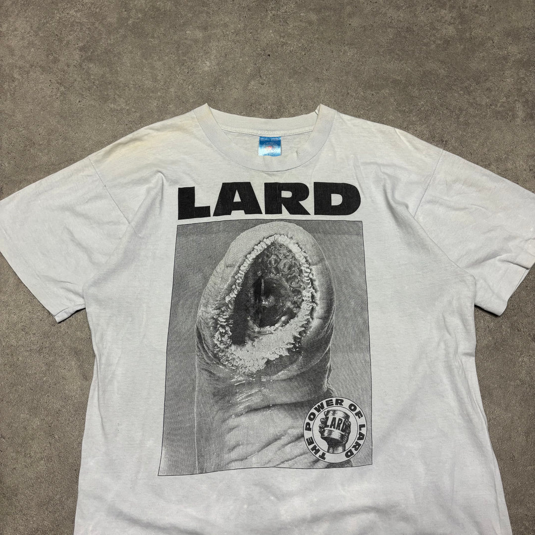 Vintage The Power Of Lard White Graphic T-Shirt (L)
