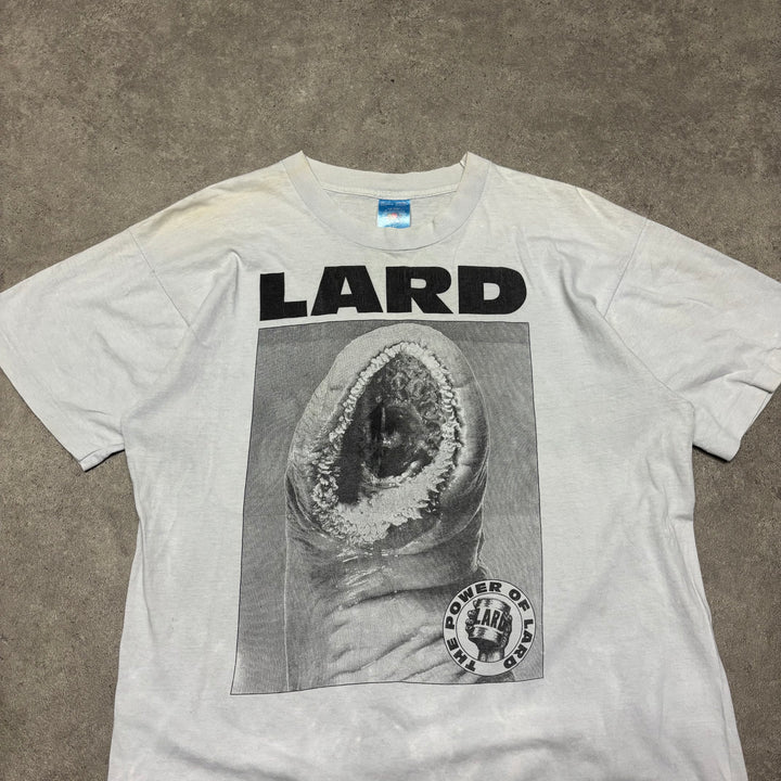 Vintage The Power Of Lard White Graphic T-Shirt (L)