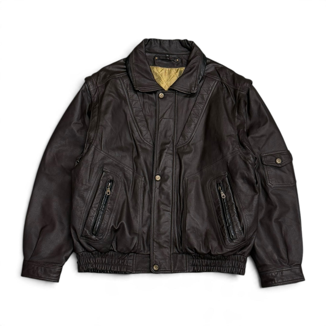 Vintage Dark Brown Leather Flight Jacket (L)