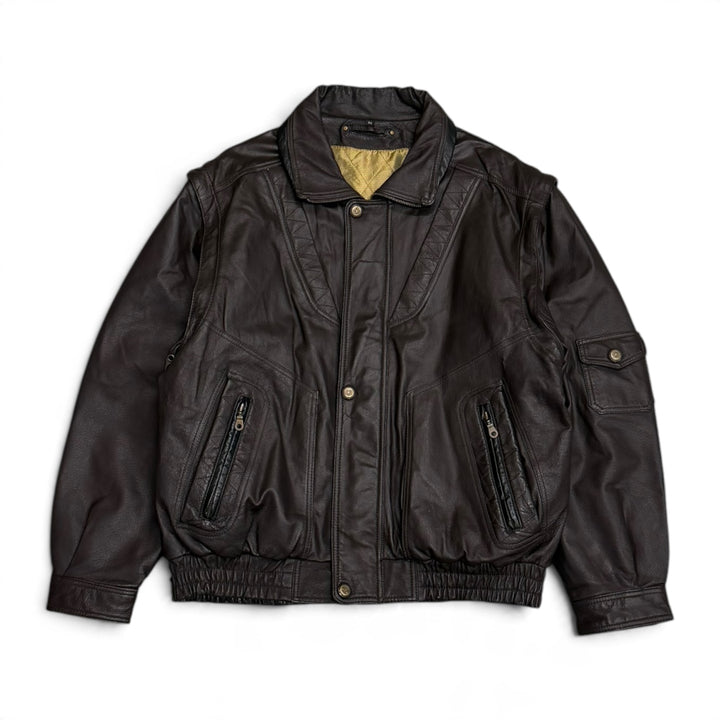 Vintage Dark Brown Leather Flight Jacket (L)