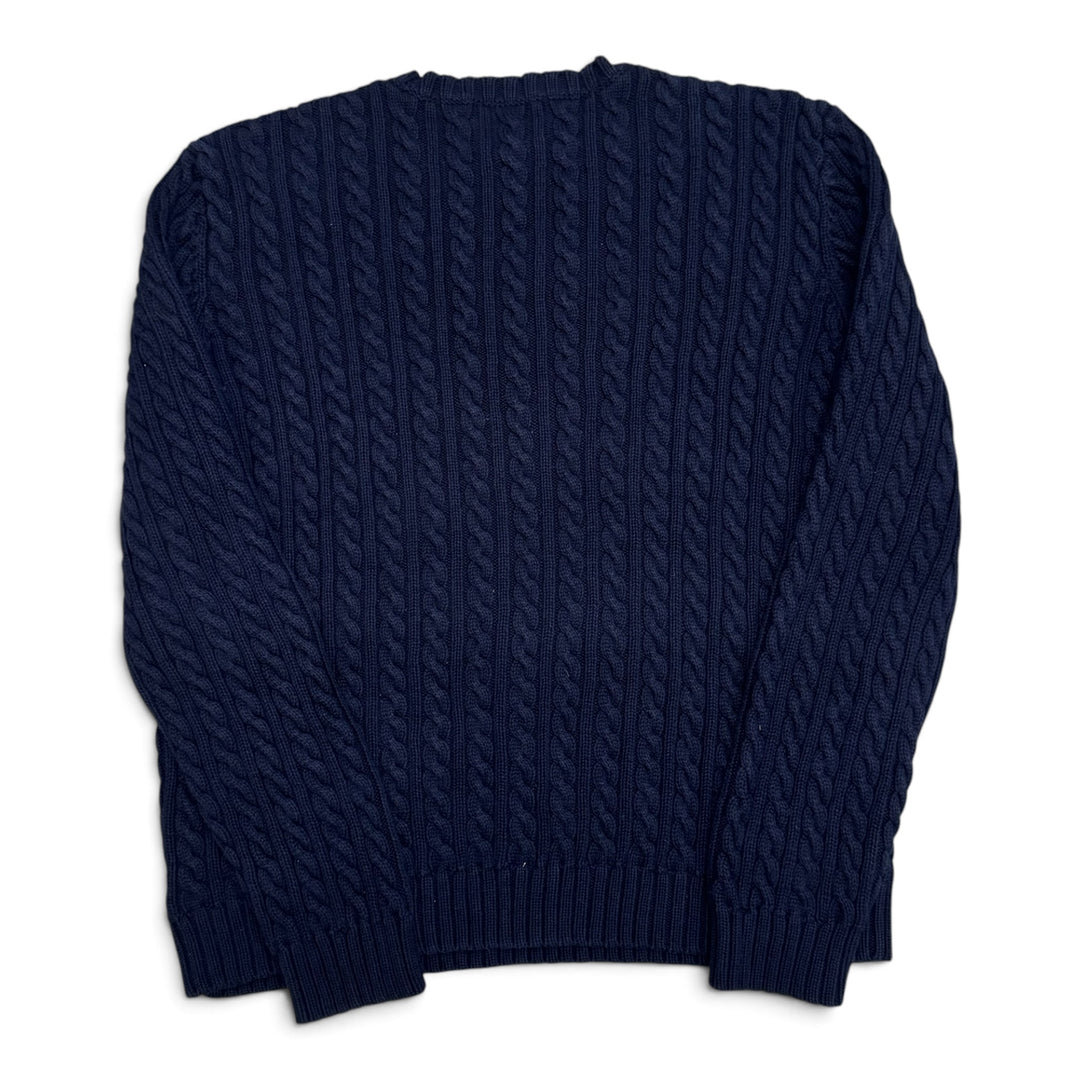 Vintage Polo Ralph Lauren Navy Cable Knitted Jumper (L)