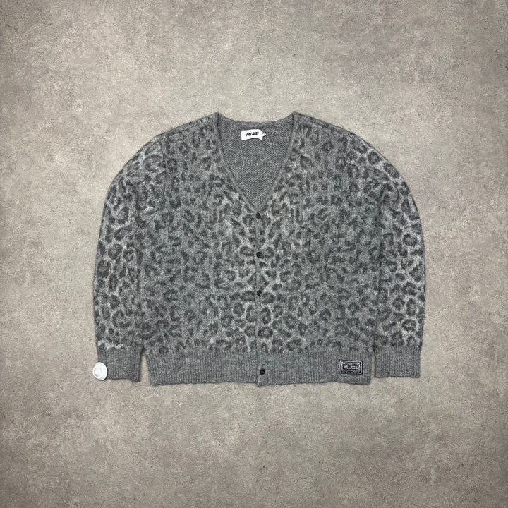 Palace Grey Leopard Patterned Wool Cardigan (L)