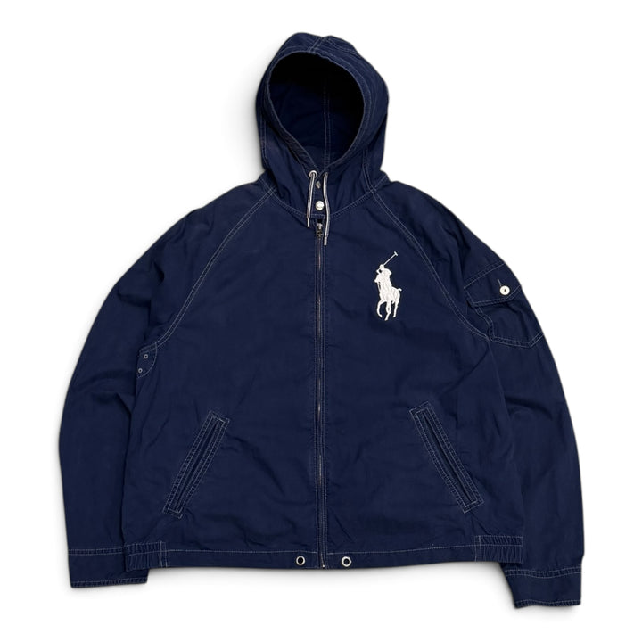 Vintage Polo Ralph Lauren Big Logo Hooded Jacket Navy (XL)