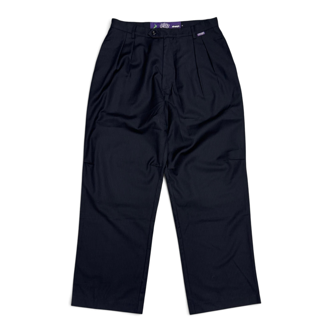 Always Do What You Should Do Baggy Black Pinstripe Suit Trousers (M)
