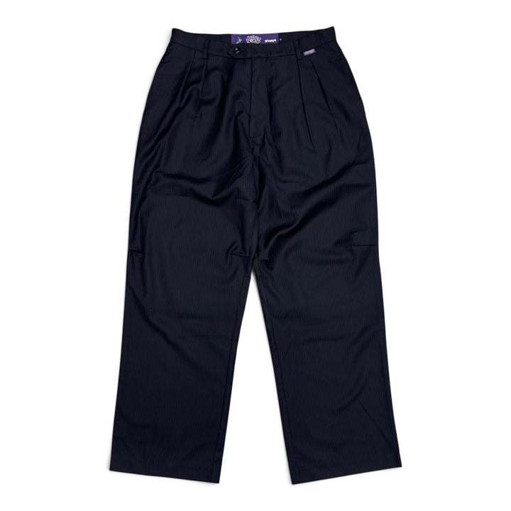 Always Do What You Should Do Baggy Black Pinstripe Suit Trousers (M)