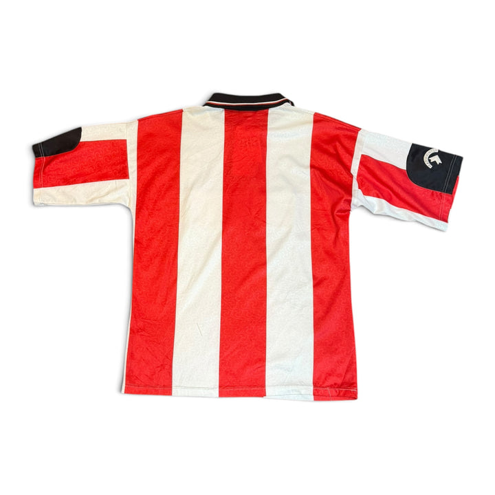 Vintage Stoke City Red & White Stripy Home Football Top (M)