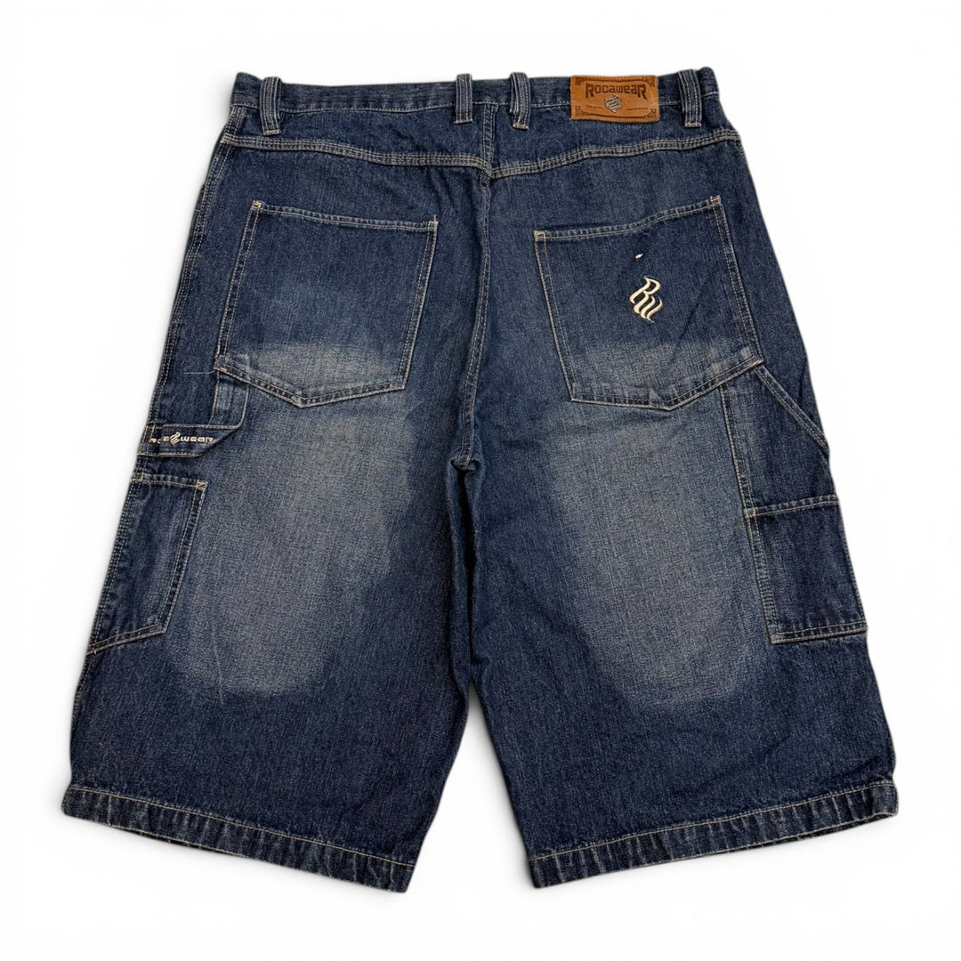 Vintage 90's Baggy Denim Shorts Navy (38")