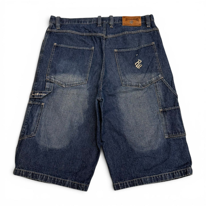 Vintage 90's Baggy Denim Shorts Navy (38")