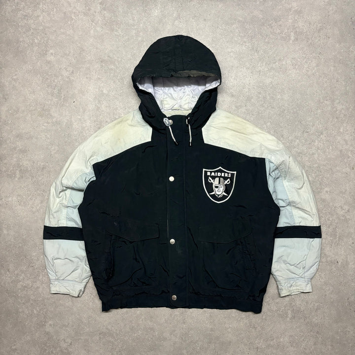 90's Vintage Mirage NFL Oakland Raiders Black & Grey Jacket (XL)