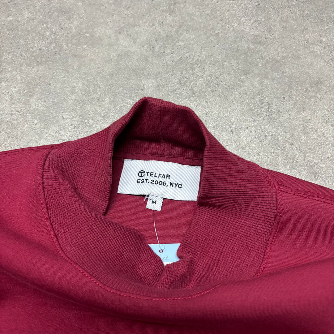 Telfar Dark Red Embossed Mockneck Sweatshirt (M)